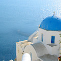 Blue Domed Church of Santorini by Keiko Richter