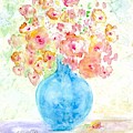 Blue Vase with Flowers Painting by Claudette Carlton Blue Vase with Flowers Painting by Claudette Carlton