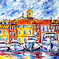 Boats Of St. Tropez Painting by Mirek Kuzniar Boats Of St. Tropez Painting by Mirek Kuzniar