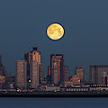 Boston Moonset Photograph by Rob Davies Boston Moonset Photograph by Rob Davies
