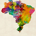 Brazil Watercolor Map Custom Heart Digital Art by Michael Tompsett Brazil Watercolor Map Custom Heart Digital Art by Michael Tompsett