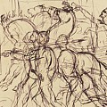 Charioteers Drawing by Eugene Delacroix