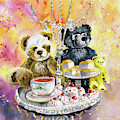 Charlie Bears Hot Cross Bun And Dreamer Painting by Miki De Goodaboom Charlie Bears Hot Cross Bun And Dreamer Painting by Miki De Goodaboom