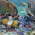 Children On The Shore, Javea  by Joaquin Sorolla