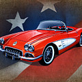 Classic Red Corvette C1 Mixed Media by Simon Read Classic Red Corvette C1 Mixed Media by Simon Read