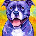 Peppy Purple Pitbull Terrier Dog Painting by Rebecca Wang Peppy Purple Pitbull Terrier Dog Painting by Rebecca Wang