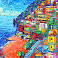 COLORFUL POSITANO AMALFI COAST ITALY impasto textural palette knife oil painting Ana Maria Edulescu Painting by Ana Maria Edulescu COLORFUL POSITANO AMALFI COAST ITALY impasto textural palette knife oil painting Ana Maria Edulescu Painting by Ana Maria Edulescu