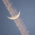 Gemini Crescent in Contrail Photograph by Judy Kennedy Gemini Crescent in Contrail Photograph by Judy Kennedy