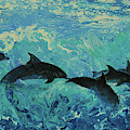 Dolphins Surf Painting by Jeanette French Dolphins Surf Painting by Jeanette French