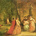 Femmes Au Parc Près D'une Rivière Painting by Adolphe Joseph Thomas Monticelli