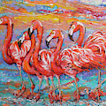 Flamingos at Sunset Painting by Jyotika Shroff Flamingos at Sunset Painting by Jyotika Shroff
