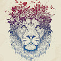 Floral lion III Drawing by Balazs Solti Floral lion III Drawing by Balazs Solti