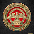 Gold Roman Imperial Eagle over Red and Gold Medallion on Black Leather Digital Art by Serge Averbukh Gold Roman Imperial Eagle over Red and Gold Medallion on Black Leather Digital Art by Serge Averbukh