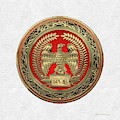 Gold Roman Imperial Eagle over White Leather by Serge Averbukh