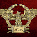 Gold Roman Imperial Eagle - S P Q R Special Edition over Red Velvet Digital Art by Serge Averbukh Gold Roman Imperial Eagle - S P Q R Special Edition over Red Velvet Digital Art by Serge Averbukh