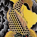 Golden Koi Fish Painting by Bryon Stewart Golden Koi Fish Painting by Bryon Stewart