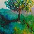 Green Pastures Painting by Saundra Johnson Green Pastures Painting by Saundra Johnson
