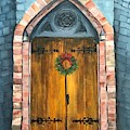 Holiday Church Door Painting by Deborah Naves Holiday Church Door Painting by Deborah Naves