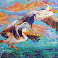 Homeward Bound Pelicans Painting by Jyotika Shroff Homeward Bound Pelicans Painting by Jyotika Shroff