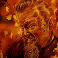 Human Blood Artist Self Portrait - fresh blood by Ryan Almighty