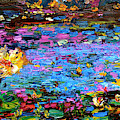 Impressionist Oil Painting Blue Pond Painting by Ginette Callaway
