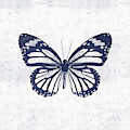 Indigo and White Butterfly 3- Art by Linda Woods Mixed Media by Linda Woods Indigo and White Butterfly 3- Art by Linda Woods Mixed Media by Linda Woods