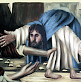 Jesus And The Old Lady Painting by Anthony Falbo Jesus And The Old Lady Painting by Anthony Falbo