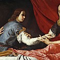 Jose de Ribera / 'Isaac and Jacob', 1637, Spanish School, Oil on canvas, 110 cm x 291,5 cm, P01118. Painting by Jusepe de Ribera -1591-1652- Jose de Ribera / 'Isaac and Jacob', 1637, Spanish School, Oil on canvas, 110 cm x 291,5 cm, P01118. Painting by Jusepe de Ribera -1591-1652-