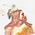 Lakota Sioux Warrior, Good Bird 1898 Watercolor By Ahmet Asar by Ahmet Asar Lakota Sioux Warrior, Good Bird 1898 Watercolor By Ahmet Asar by Ahmet Asar