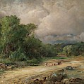 'Landscape with a flock of sheep'. 1870 - 1878. Oil on canvas. Painting by Ramon Marti Alsina -1826-1894- 'Landscape with a flock of sheep'. 1870 - 1878. Oil on canvas. Painting by Ramon Marti Alsina -1826-1894-