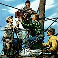 Linemen Listen To World Series by Stevan Dohanos Linemen Listen To World Series by Stevan Dohanos