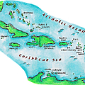 Map Of Caribbean Islands Poster by Jennifer Thermes