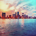 Miami Cityscape - 02 Painting by AM FineArtPrints Miami Cityscape - 02 Painting by AM FineArtPrints