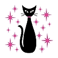 Mid Century Cat with Pink Starbursts Digital Art by Donna Mibus Mid Century Cat with Pink Starbursts Digital Art by Donna Mibus