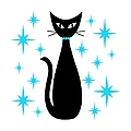 Mid Century Cat with Turquoise Starbursts Digital Art by Donna Mibus Mid Century Cat with Turquoise Starbursts Digital Art by Donna Mibus