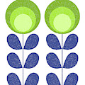 Mid Century Modern Green Flowers by Naxart Studio Mid Century Modern Green Flowers by Naxart Studio