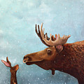 Moose and Rabbit Painting by Lucia Stewart Moose and Rabbit Painting by Lucia Stewart
