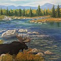 Moose by river by Don Lindemann Moose by river by Don Lindemann