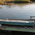 Old Canoe on Dock in Shem Creek Photograph by Dale Powell Old Canoe on Dock in Shem Creek Photograph by Dale Powell