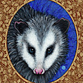 Opossum Portrait - Brown Border Painting by Amy E Fraser Opossum Portrait - Brown Border Painting by Amy E Fraser