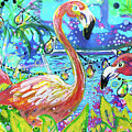 Outdoor flamingo party Painting by Tilly Strauss Outdoor flamingo party Painting by Tilly Strauss