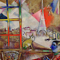 Paris Through the Window - Paris par la fenetre, 1913 Painting by Marc Chagall Paris Through the Window - Paris par la fenetre, 1913 Painting by Marc Chagall
