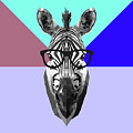 Party Zebra In Glasses by Naxart Studio Party Zebra In Glasses by Naxart Studio