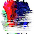 Philadelphia Skyline Brush Stroke Watercolor by Naxart Studio Philadelphia Skyline Brush Stroke Watercolor by Naxart Studio