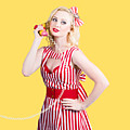 Pin Up Woman Ordering Organic Food On Banana Phone by Jorgo Photography - Wall Art Gallery Pin Up Woman Ordering Organic Food On Banana Phone by Jorgo Photography - Wall Art Gallery