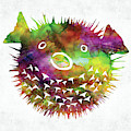 Puffer Fish Face Watercolor by Mihaela Pater Puffer Fish Face Watercolor by Mihaela Pater