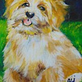 Puppy Painting by Saundra Johnson Puppy Painting by Saundra Johnson