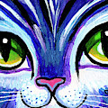 Purple Cat Face With Green Eyes by Genevieve Esson Purple Cat Face With Green Eyes by Genevieve Esson