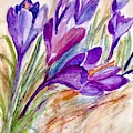 Purple Crocus Painting by Deb Stroh-Larson Purple Crocus Painting by Deb Stroh-Larson