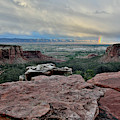 Rainbow over Book Cliffs from Grand View Point Photograph by Ray Mathis Rainbow over Book Cliffs from Grand View Point Photograph by Ray Mathis